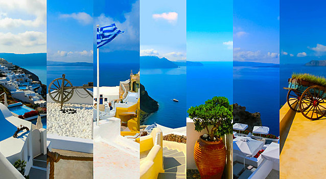 夏天,照片,锡拉岛,希腊