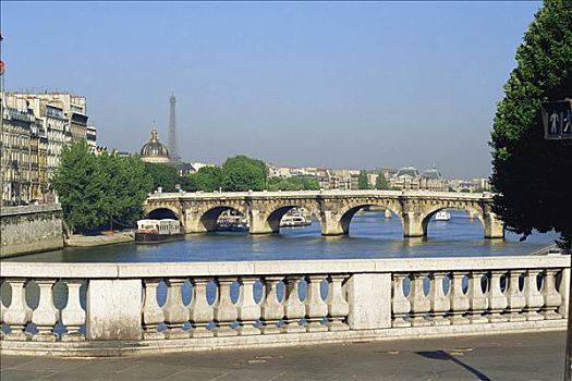 埃菲尔铁塔,巴黎新桥,上方,塞纳河,巴黎,法国