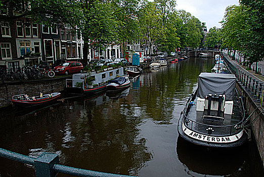 运河驳船,阿姆斯特丹,荷兰