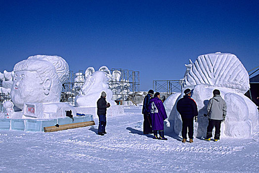 日本,北海道,岛屿,人,建筑,冰,雕塑