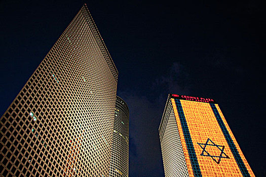 光亮,以色列国旗,中心,独立日,特拉维夫,以色列