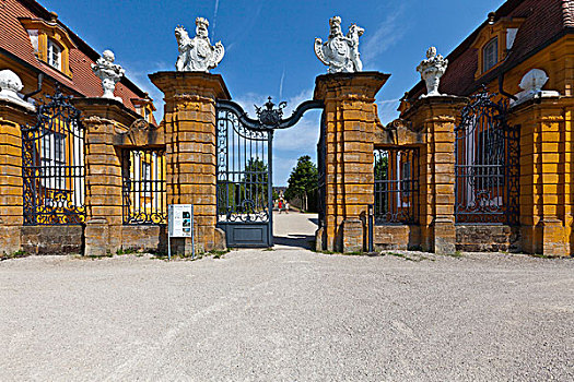 城堡,花园,上弗兰科尼亚,巴伐利亚,德国,欧洲
