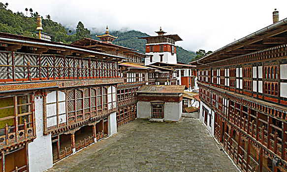 院落,寺院,宗派寺院,地区,不丹,亚洲