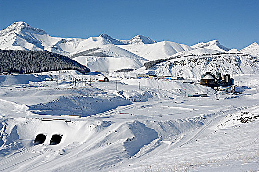 冬季风景,图像,白色,雪,遮盖,凹,煤矿,东方,山麓,落基山脉,艾伯塔省,加拿大