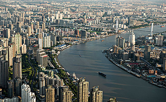 俯瞰上海外滩建筑群