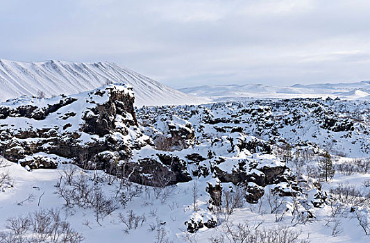 熔岩原,靠近,湖,米湖,冰岛高地,大雪,大幅,尺寸