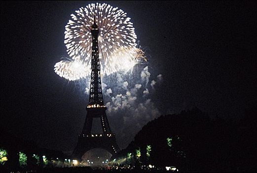 烟花,正面,埃菲尔铁塔,巴黎,法国,欧洲