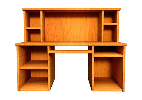 木质,书桌,白色背景