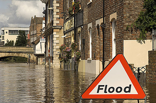 英格兰,北约克郡,洪水,警告标识,河