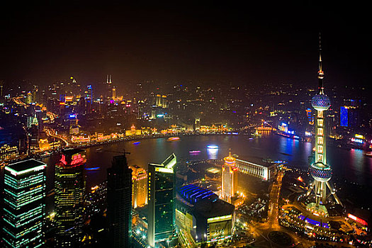 鸟瞰上海之夜