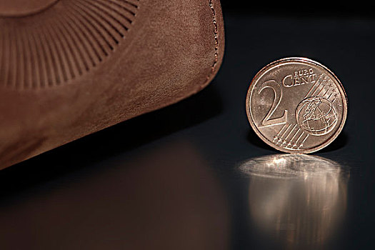 欧元硬币,正面,皮夹,钱包