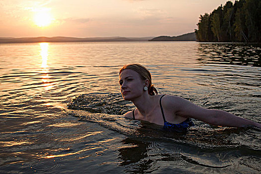 女人,游泳,海洋,俄罗斯
