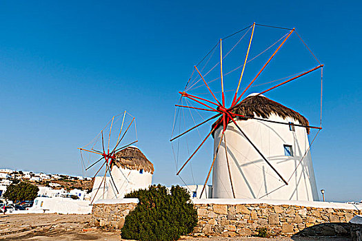 传统风车,山,米克诺斯城,米克诺斯岛,基克拉迪群岛,希腊