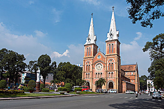 教堂,胡志明市,越南,亚洲