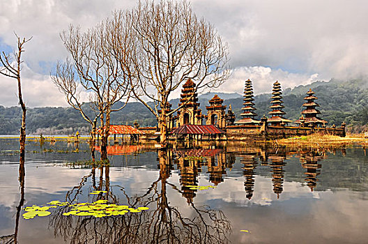 巴厘岛,庙宇,湖