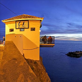 小,餐馆,上方,海洋,壮观,风景,马德拉岛,葡萄牙