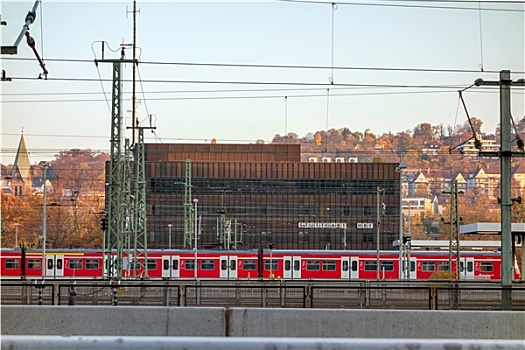 斯图加特,德国,十一月,风景,老,轨道,火车站,建筑,项目