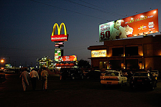 美国,快餐厅,靠近,海滩,卡拉奇,巴基斯坦,2005年