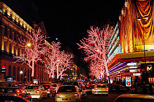 圣诞节,照明,老佛爷百货,大道,巴黎,法国