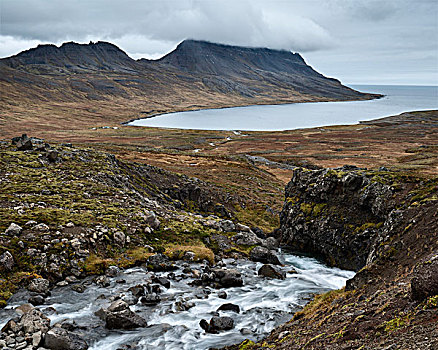 河,流动,峡湾,冰岛