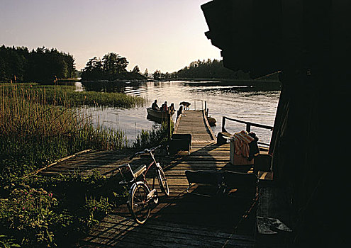 芬兰,码头,湖