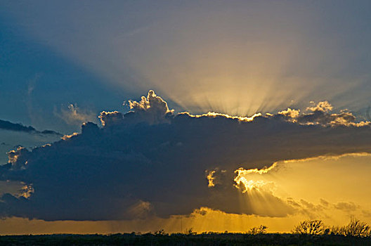 云,日落,加尔维斯顿,德克萨斯,美国