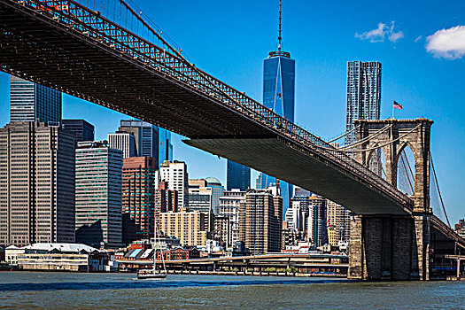 布鲁克林大桥,曼哈顿,天际线,纽约,美国