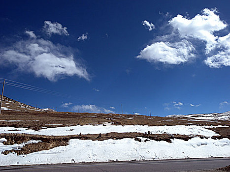 西藏,山谷,蓝天,白云,高原,晴天,风光,雪山