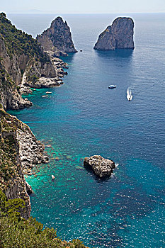 风景,花园,奥古斯都,法拉利尼,石头,南海岸,卡普里岛,那不勒斯湾,坎帕尼亚区,区域,意大利,欧洲