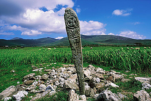 十字架,石板,丁格尔半岛,爱尔兰