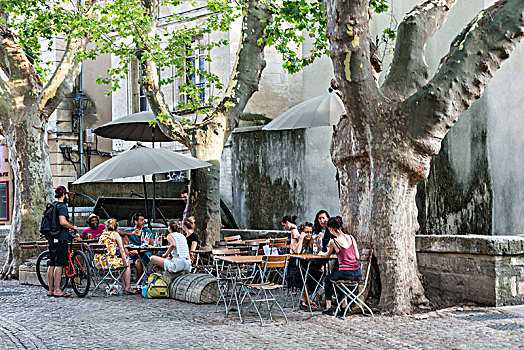阿维尼翁,普罗旺斯,沃克吕兹省,街道,风景,街头咖啡馆