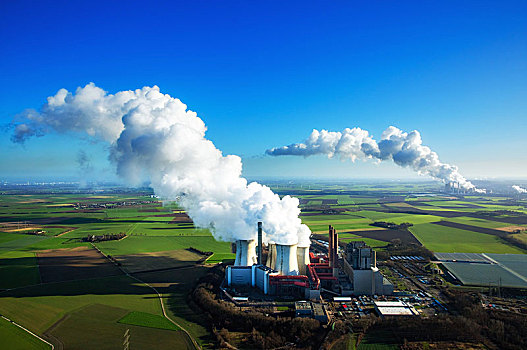 电厂,背景,能量,蒸汽,云,排放,褐色,煤,莱茵兰,北莱茵威斯特伐利亚,德国,欧洲