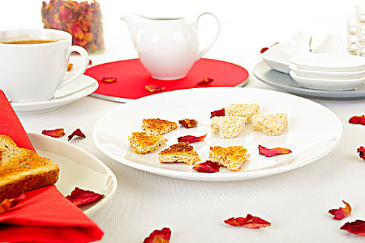 浪漫,餐桌,玫瑰花瓣