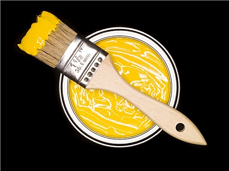 黄色,油漆桶,漆刷
