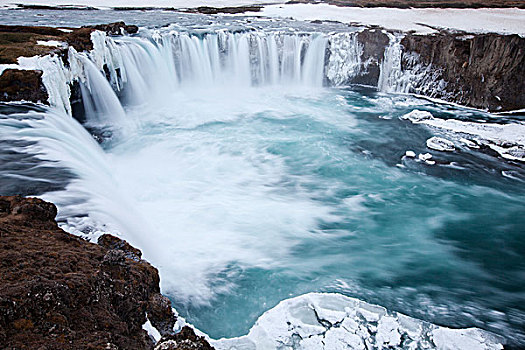 神灵瀑布,冬天,南方,区域,冰岛,欧洲