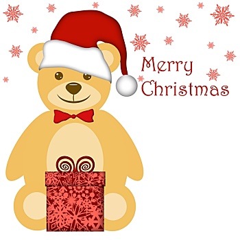 圣诞节,泰迪熊,红色,圣诞帽