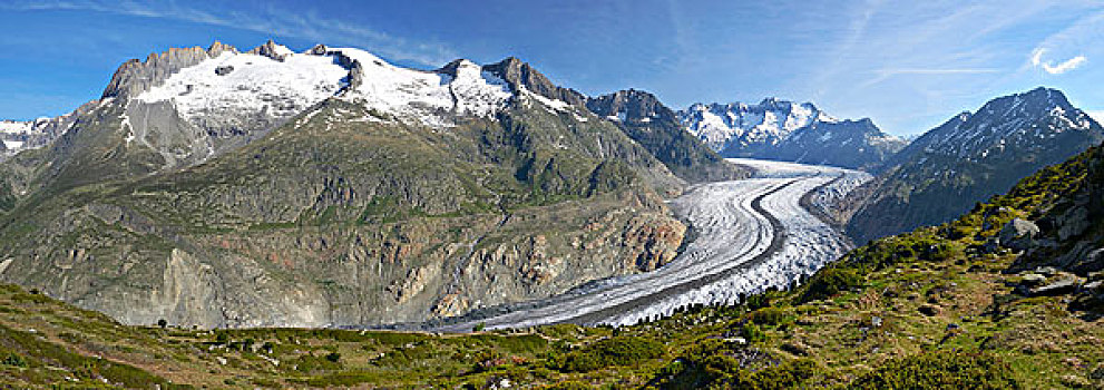 全景,风景,冰河,瓦莱,瑞士,欧洲