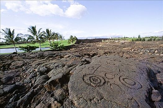 石洞壁画,石头,瓦克拉,夏威夷,美国
