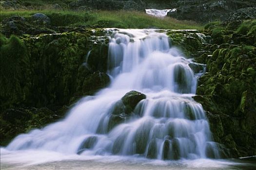 瀑布,冰岛,大西洋