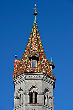 教堂,钟楼,罗马式,巴登符腾堡,德国,欧洲