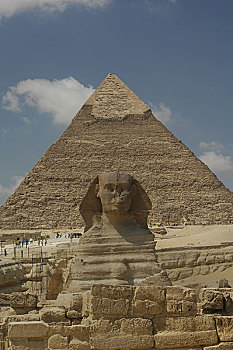 埃及开罗哈夫拉金字塔和狮身人面像