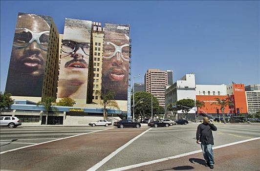 洛杉矶,市区,肖像,街道