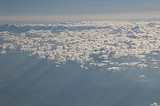 云,上方,山峦,喜马拉雅山,查谟-克什米尔邦,印度