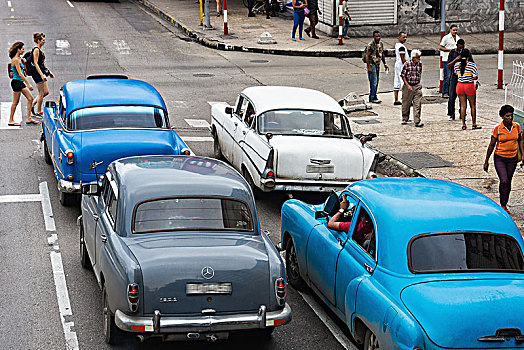 古巴,哈瓦那,老城,街景,老爷车