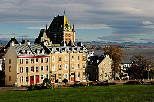 魁北克城,历史,城镇,中心,背景,城堡,芳提娜,劳伦斯河,魁北克,加拿大