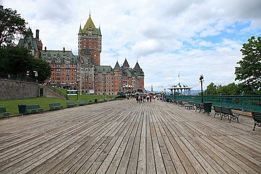 木质,木板路,平台,夫隆特纳克城堡,魁北克城,魁北克省,加拿大,北美