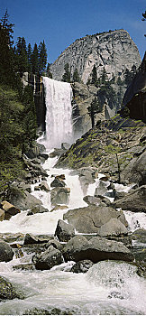 落基山,瀑布,春天,优胜美地国家公园