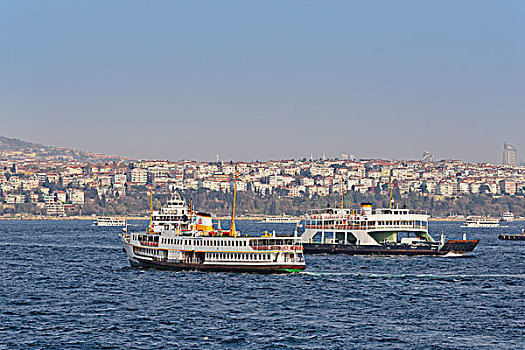 渡轮,博斯普鲁斯海峡,风景,加拉达塔,桥,地区,伊斯坦布尔,土耳其,亚洲