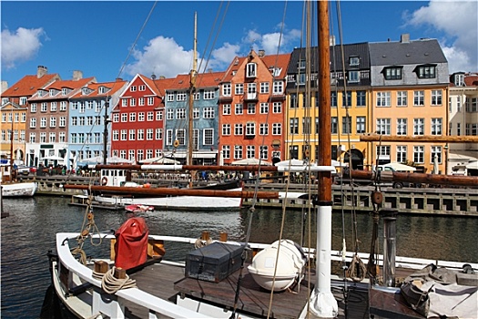 新港,哥本哈根,丹麦,一个,流行,旅游