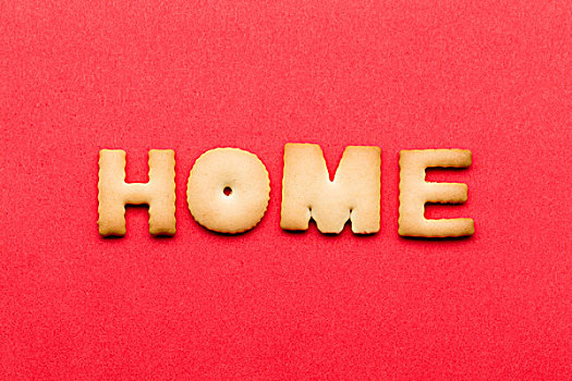 文字,家,饼干,上方,红色背景